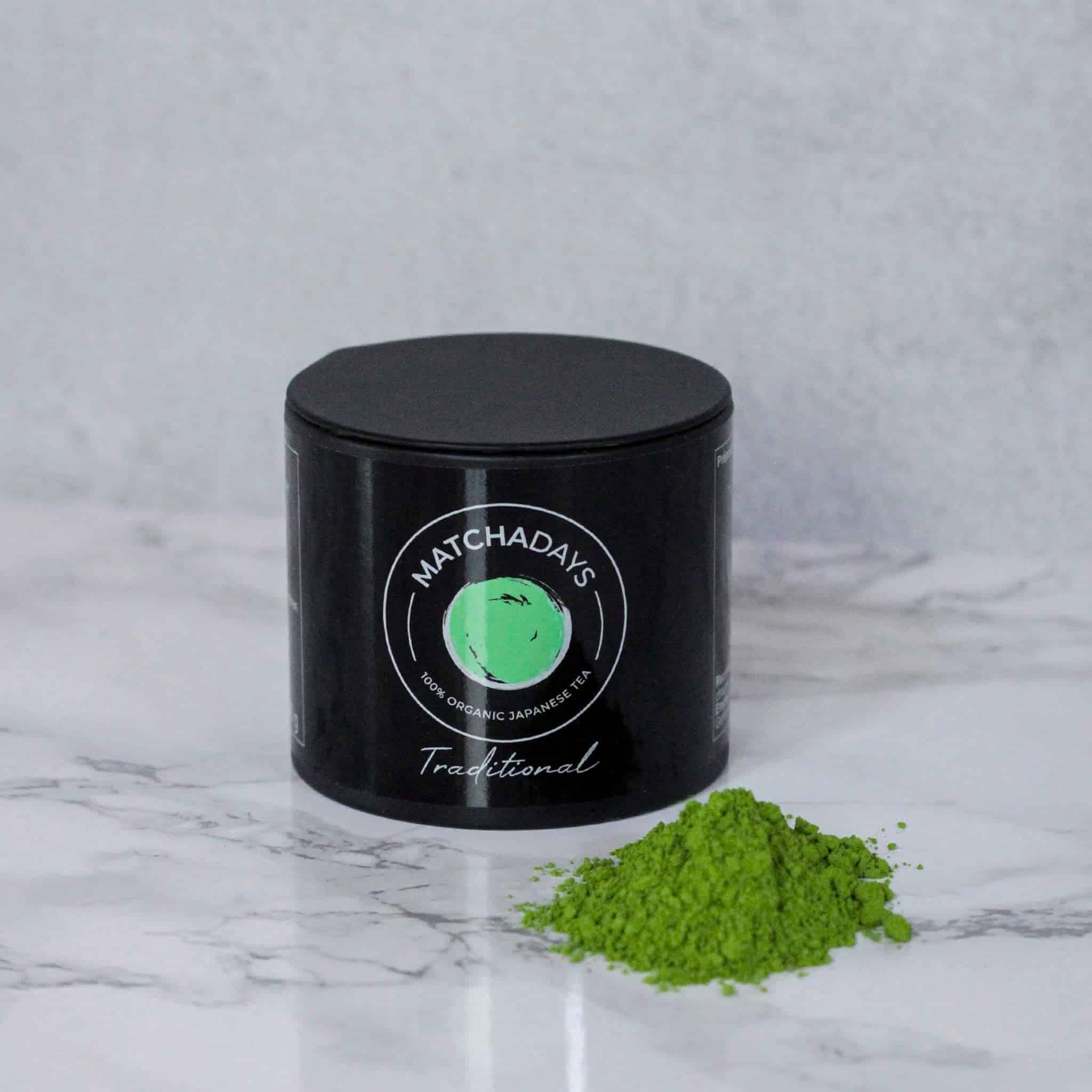 Luftdicht verschlossene Dose traditioneller Bio-Matcha 30g von matchadays